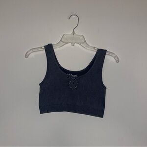 Bella Movement Navy Ribbed Crop Top